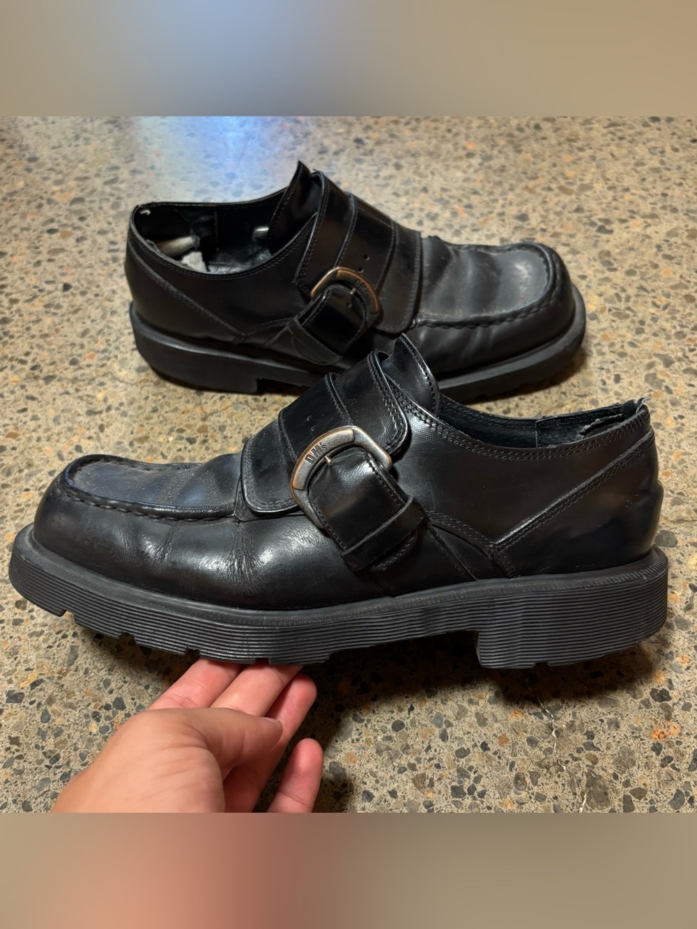 VTG Dr. Martens Big Buckle Monk Shoes (9) Vintage, 90s, Chunky, Black